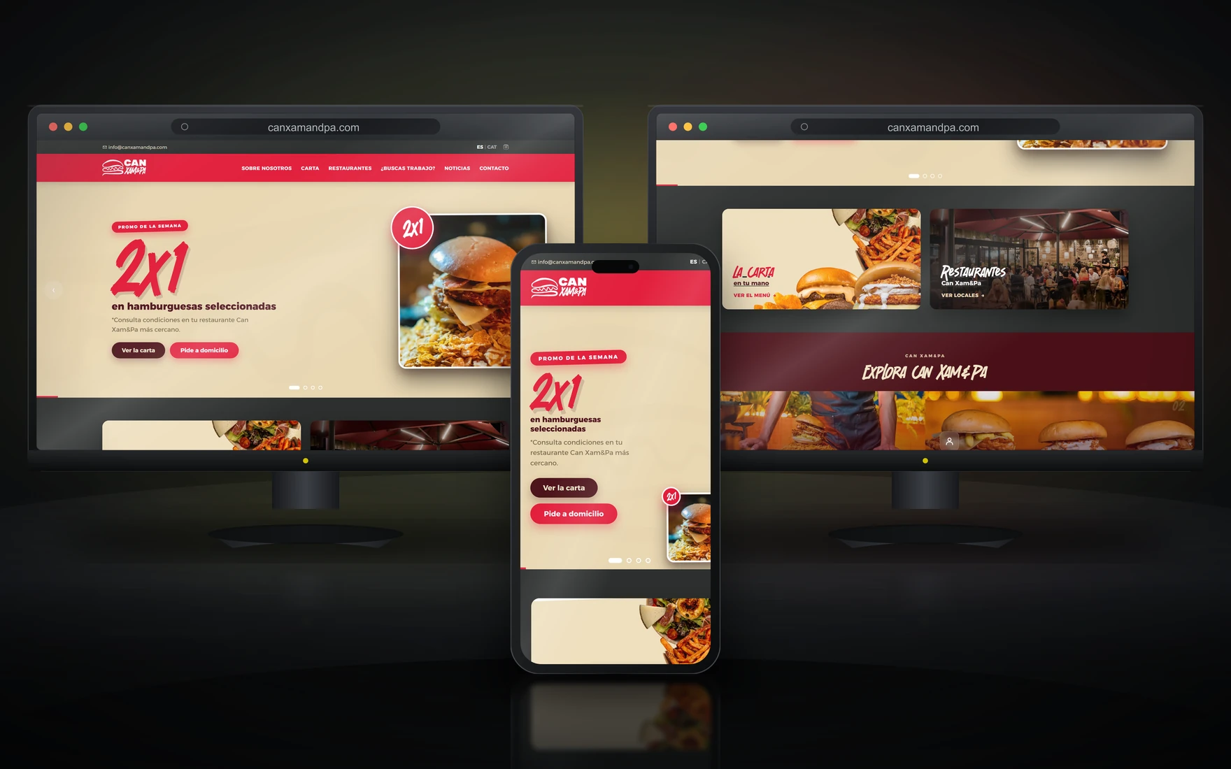 Diseño web Can Xam&Pa — restaurante y hamburguesería